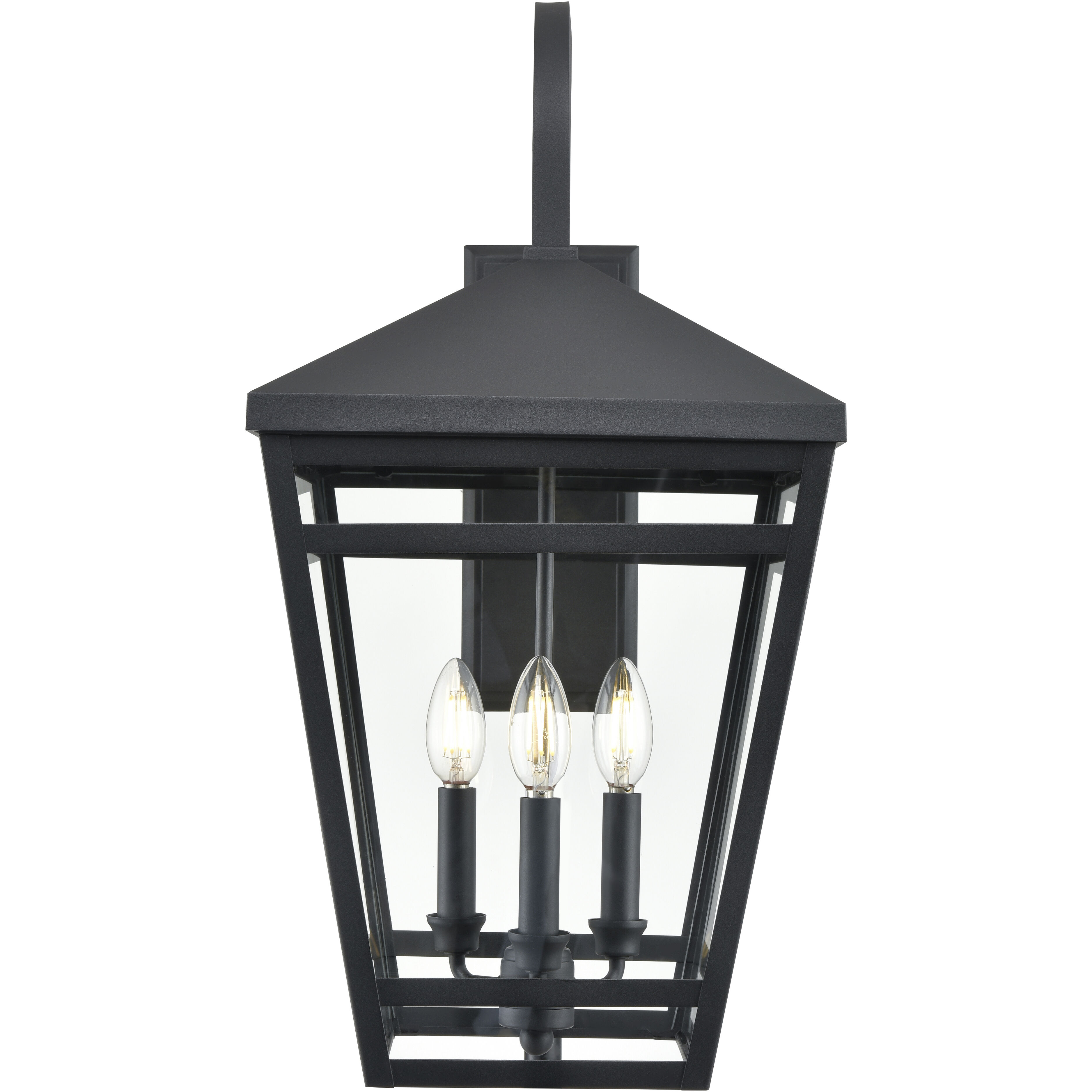 Seager 3 Light 24.25 inch Textured Black Outdoor Wall Sconce